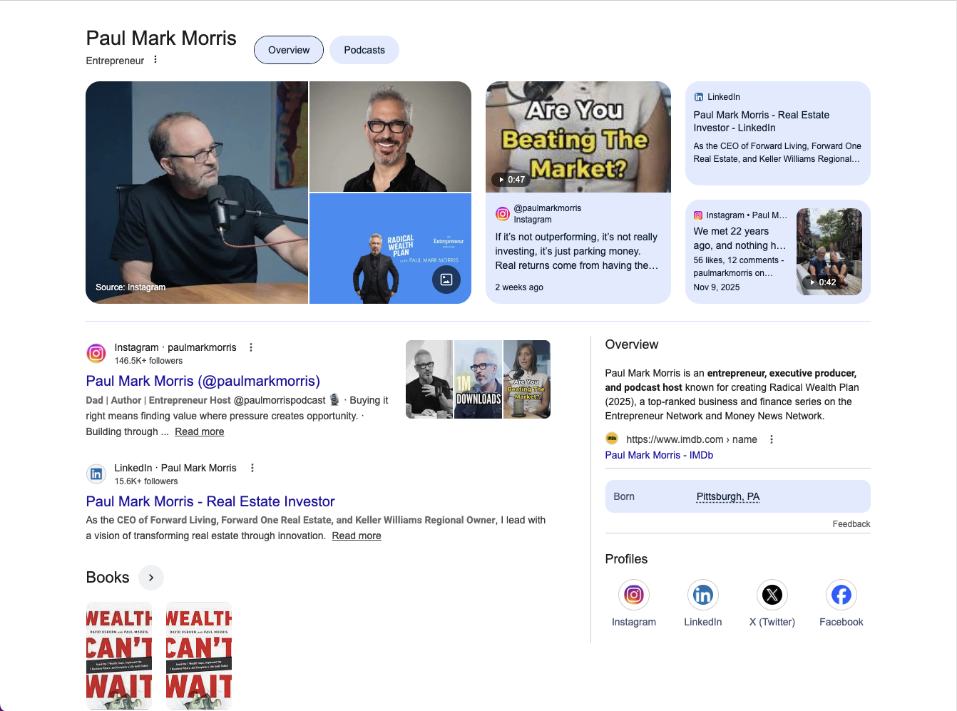 Paul Mark Morris Google Knowledge Panel
